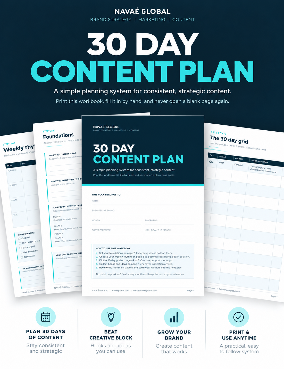 30 Day Content Plan System workbook preview